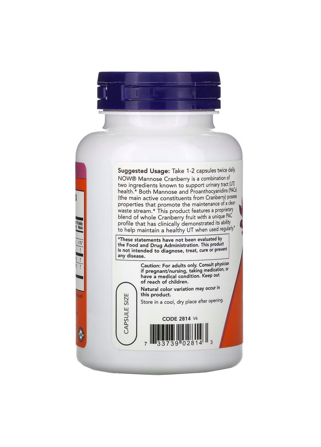 Натуральна добавка Mannose Cranberry, 90 вегакапсул Now (293342750)