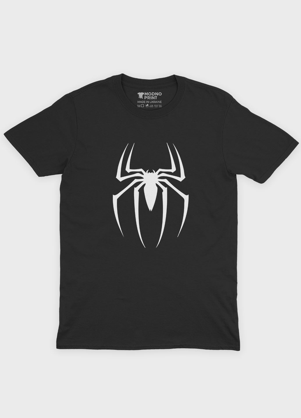 Чорна демісезонна футболка для хлопчика з принтом супергероя - людина-павук (ts001-1-bl-006-014-106-b) Modno
