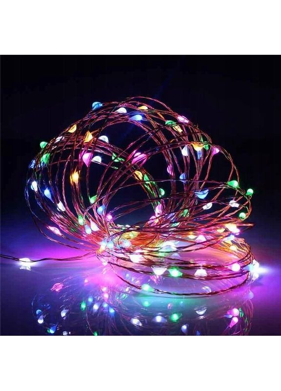 Гірлянда Крапля роси на батарейках АА 10м 100 ламп мульти колір No Brand (370607640)