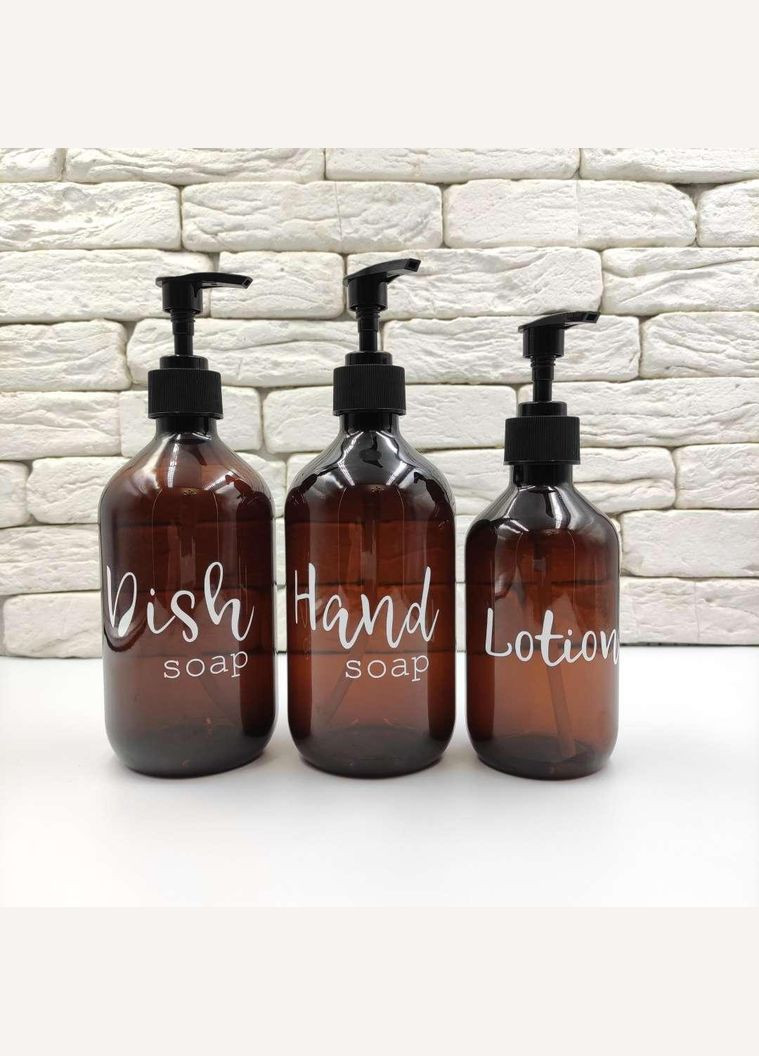 Набір дозаторов для кухні "Діанна" коричневий пластик 500-300 мл (3 шт.) No Brand (298794561)