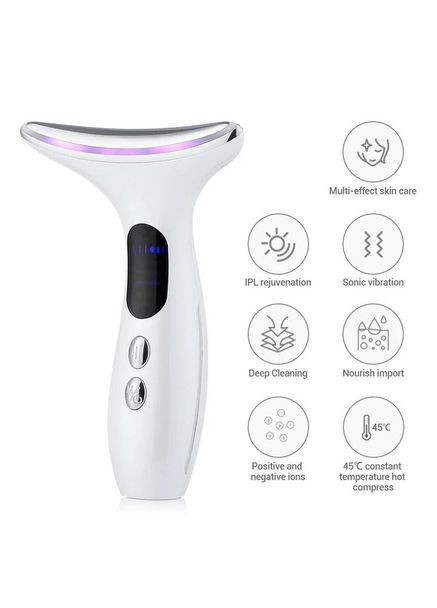 Мікрострумовий масажер Neck Beauty Device для обличчя та шиї з LED-світлом і USB-зарядкою No Brand (366666235)