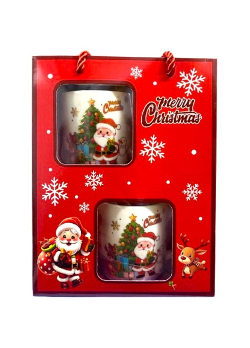 Набір чашок новорічних SD4B керамічні з ложками в подарунковій коробці 2шт 200 мл Home (364274512)