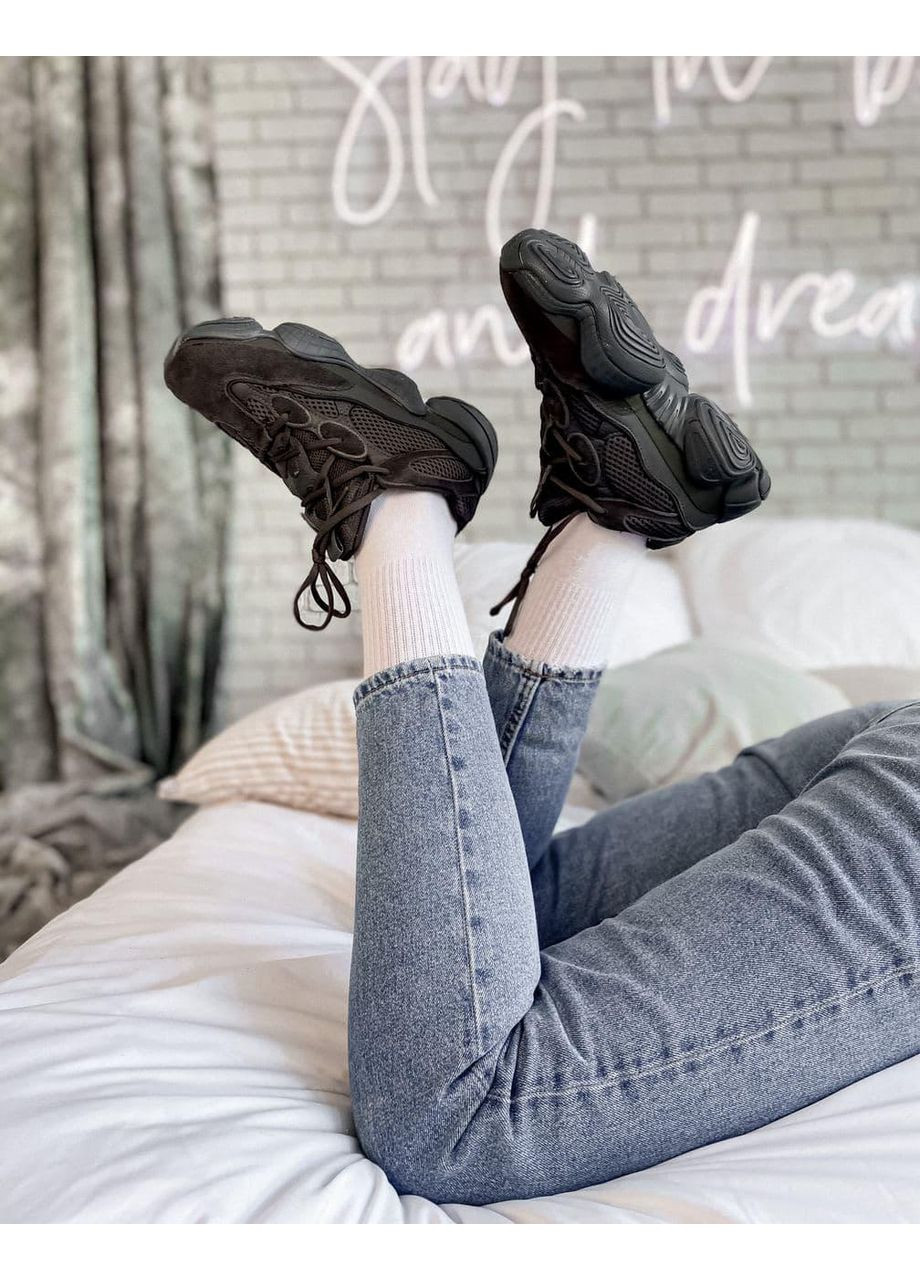 КРОССОВКИ ЖЕНСКИЕ ADIDAS YEEZY BOOST 500 GRANITE АДИДАС ИЗИ БУСТ No Brand чёрные демисезоны (367171982)