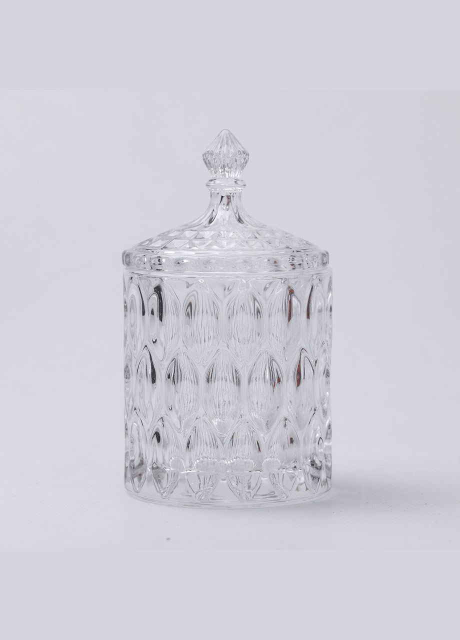 Конфетница с крышкой Ø 7.5 см ваза сахарница круглая стеклянная HP-4-102 Yiwu (329375906)