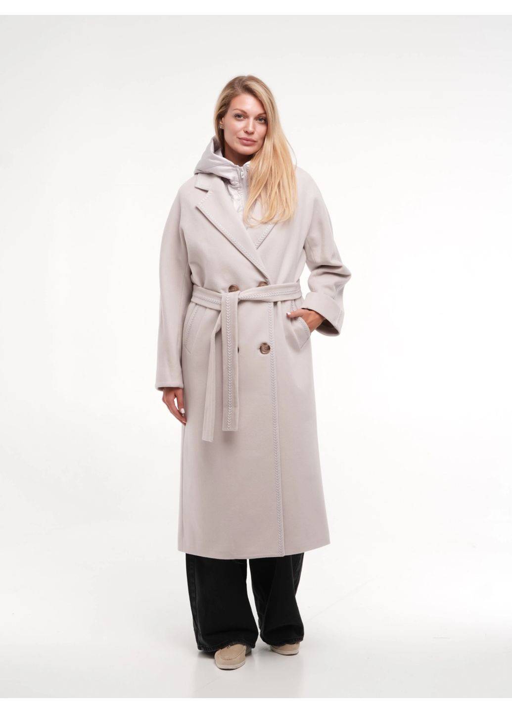 Серо-бежевое демисезонное Пальто Серо-бежевое Esmeralda