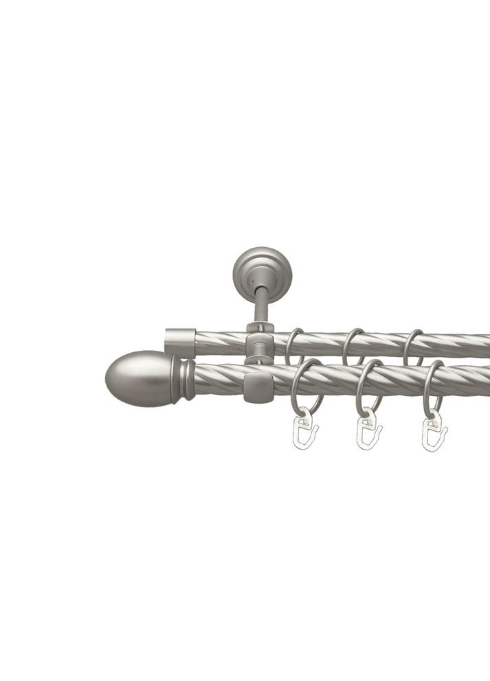 Карниз Белуно металлический двухрядный открытая скрученная труба Сатин 19\16 мм 160 см (00-00023082) ORVIT (300845808)