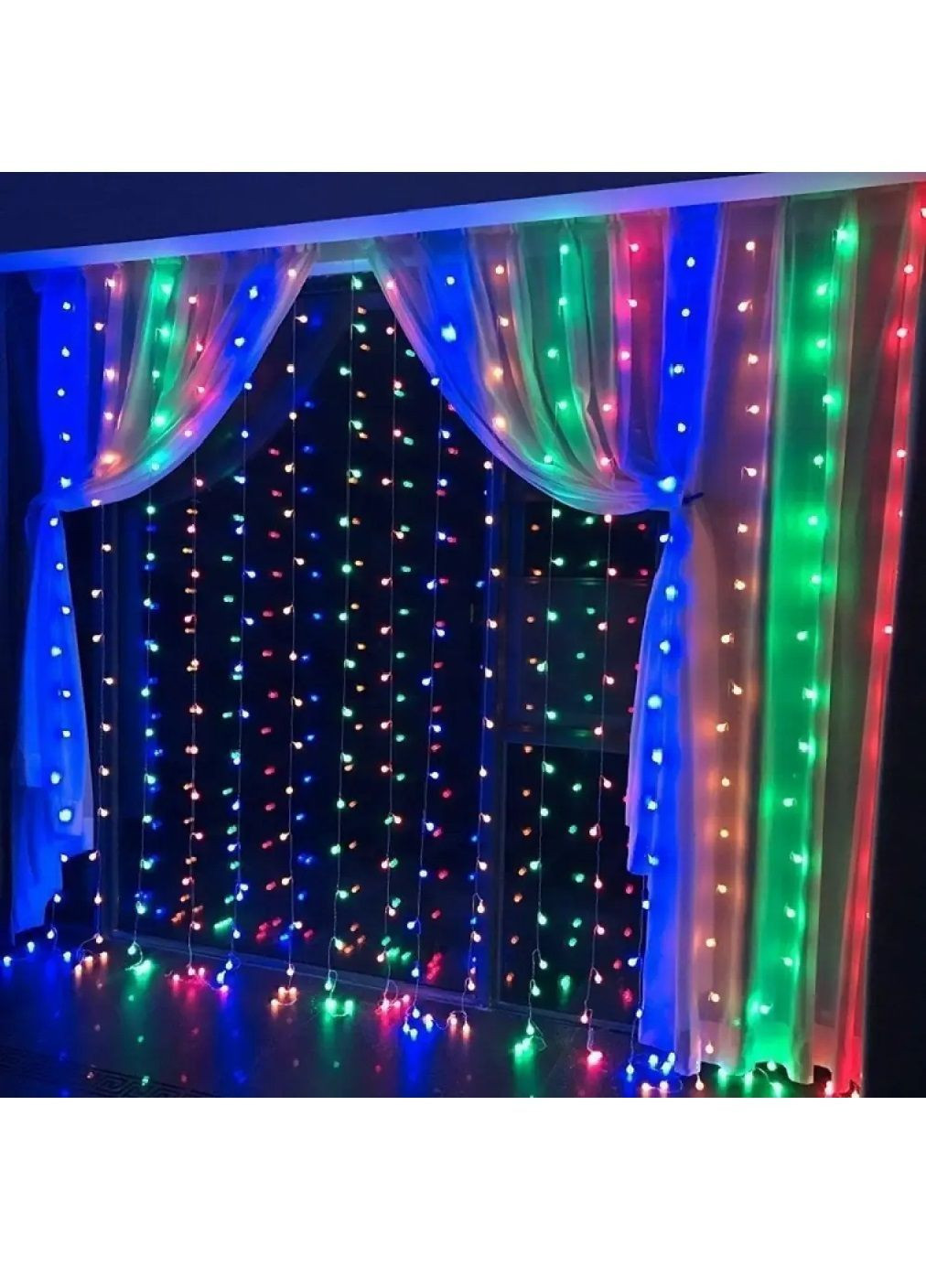 Гирлянда штора водопад светодиодная новогодняя на окно с работой от сети соединением гирлянд 2х2 м (481988-Prob) Разноцветная Unbranded (369414188)