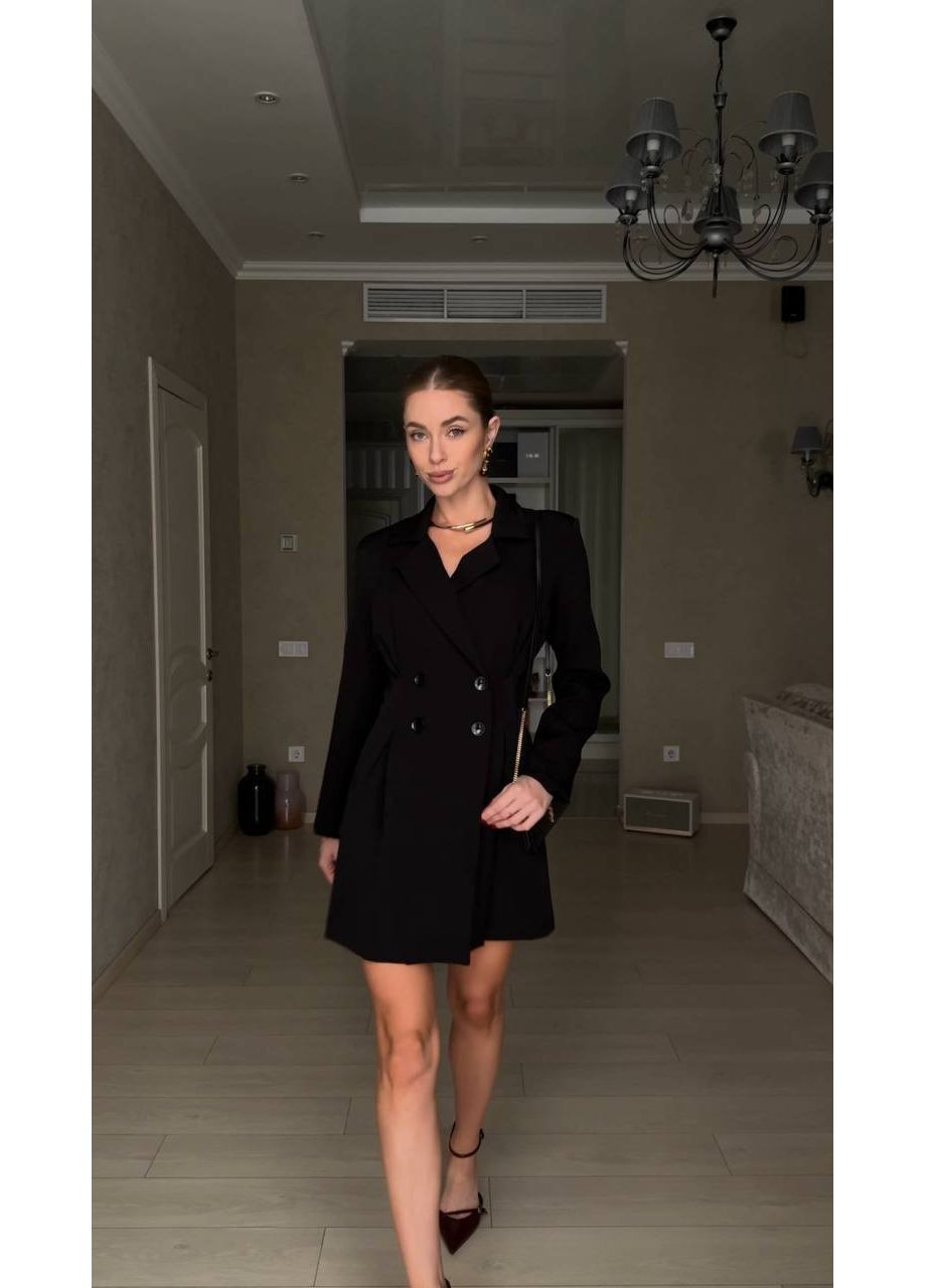 Черное праздничный платье-пиджак 🤍 замеры в описании платье-жакет Vione однотонное