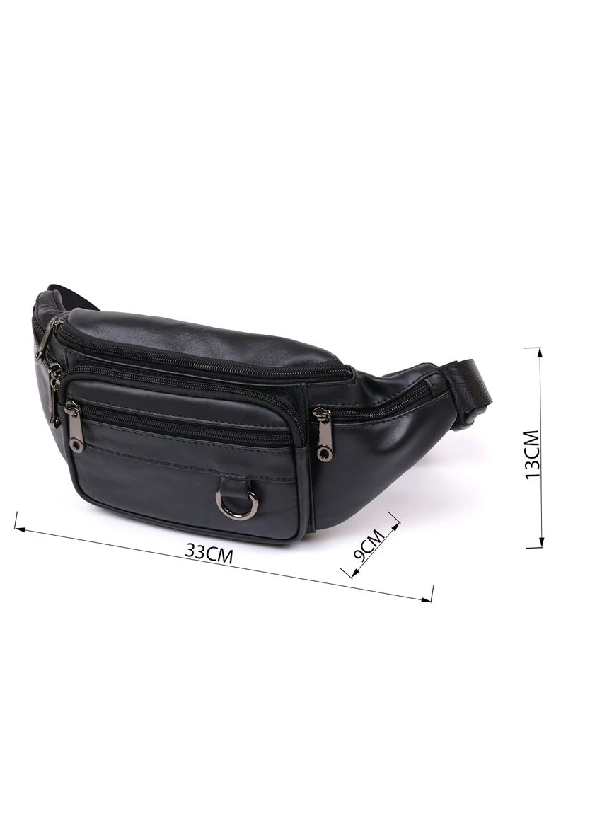Мужская кожаная сумка на пояс с множеством карманов Vintage черная (sku_20487) No Brand (328922601)