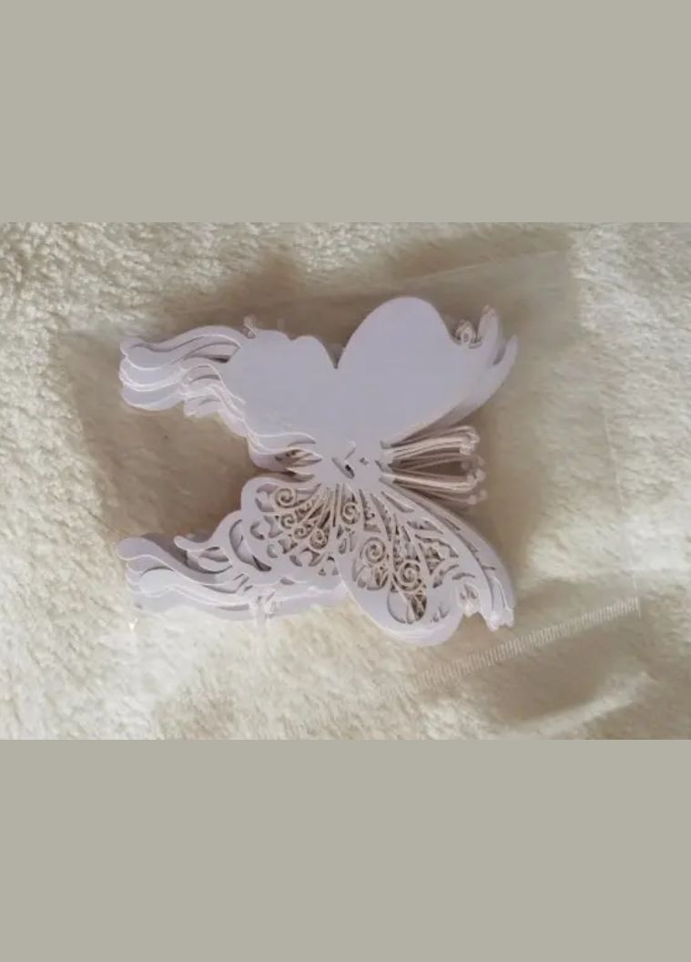 Банкетні картки Метелики 10 штук 8 на 7 см білий Jannet Стрічка (322639600)