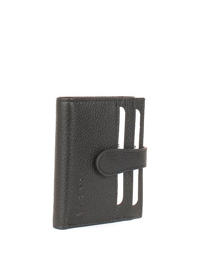 Кардхолдер визитница с отделением для купюр из натуральной кожи черная 0045-45 Karya (336378018)