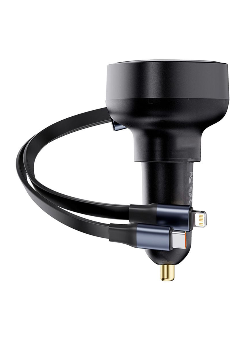 Автомобільний зарядний пристрій Enjoyment Pro Car Charger C+Retractable C & iP Cable 60W Cluster Black Baseus Enjoyment Pro C+Retractable C &amp; iP Cable (340278506)