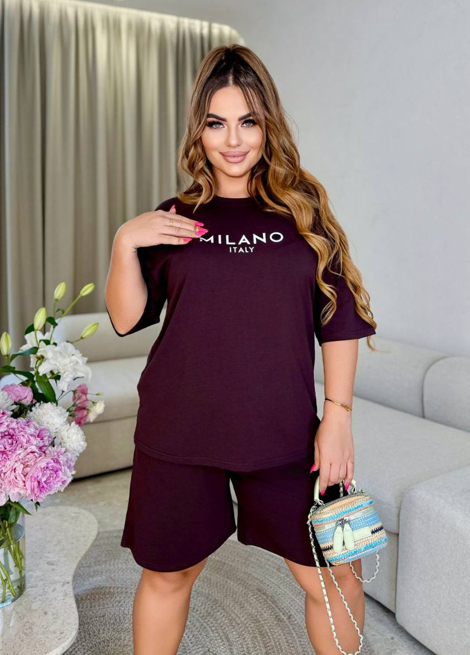 Повсякденний жіночий трикотажний костюм із шортами та футболкою Modena (338255560)