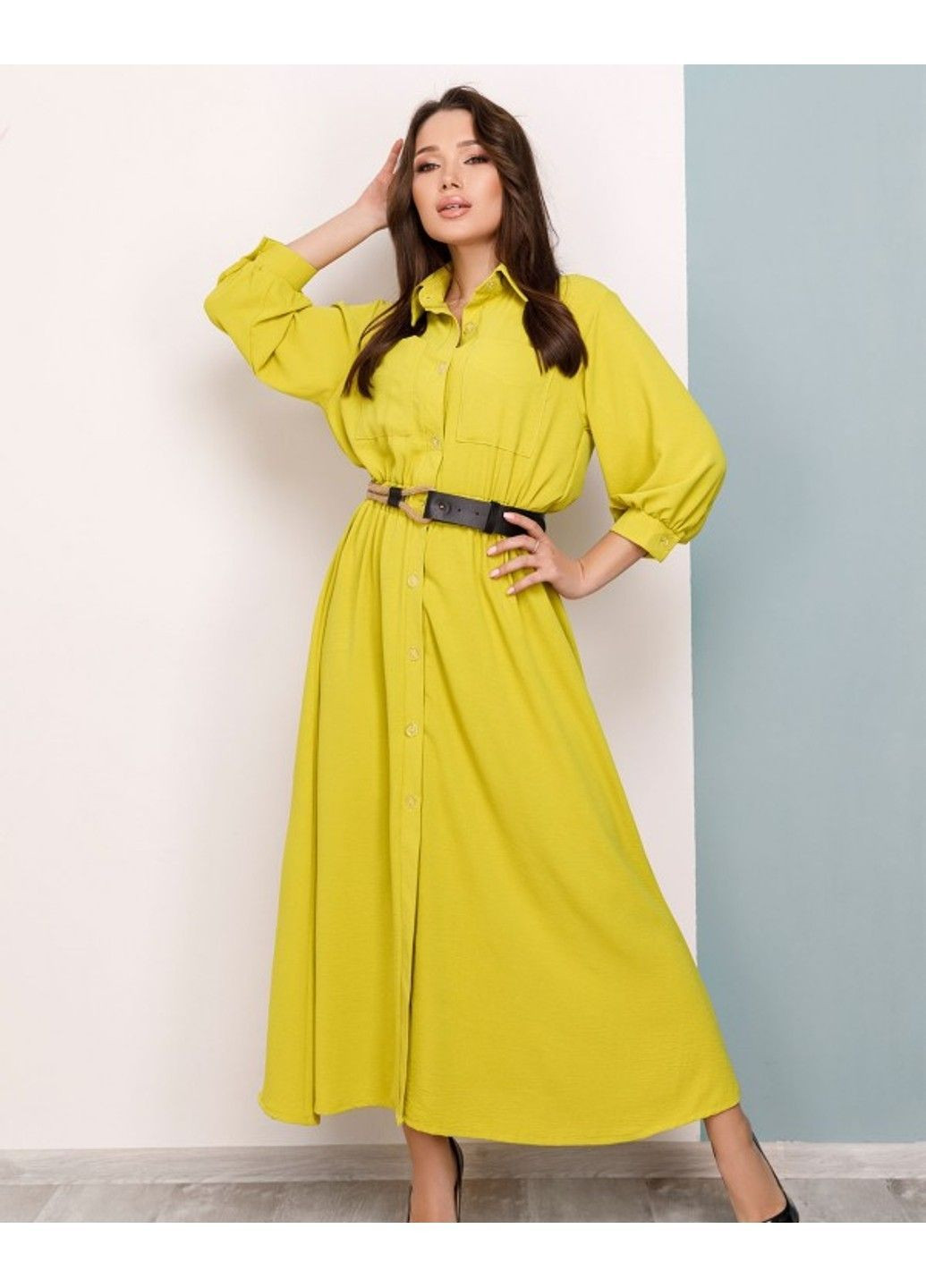 Оливковое повседневный платье sa-169 xl оливковый ISSA PLUS