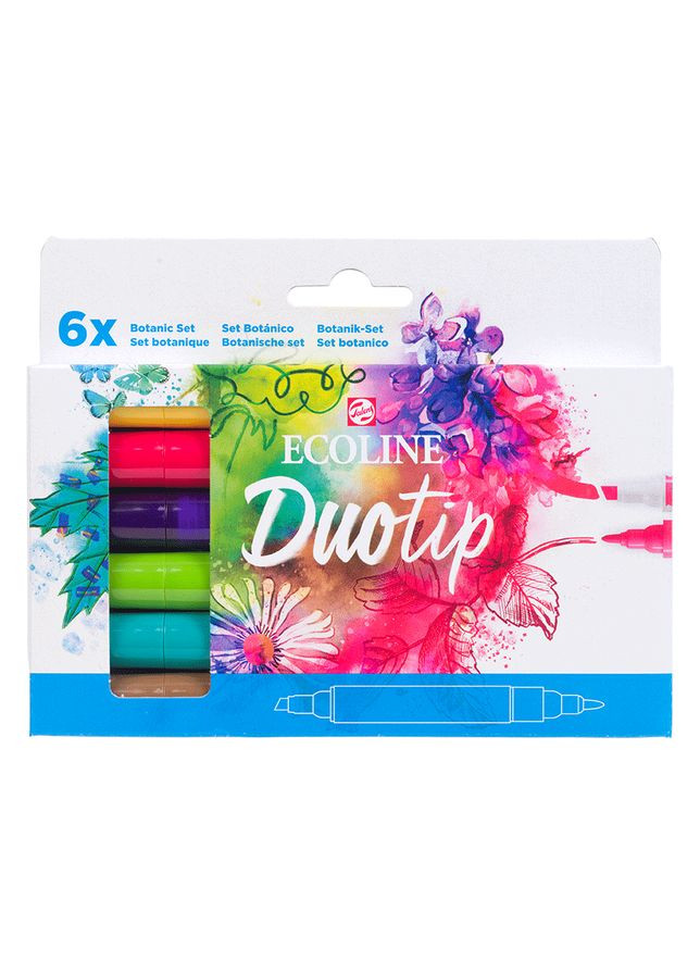 Набор маркеров акварельных двухсторонних ECOLINE DUO TIP BOTANIC 6шт Royal Talens (362581909)