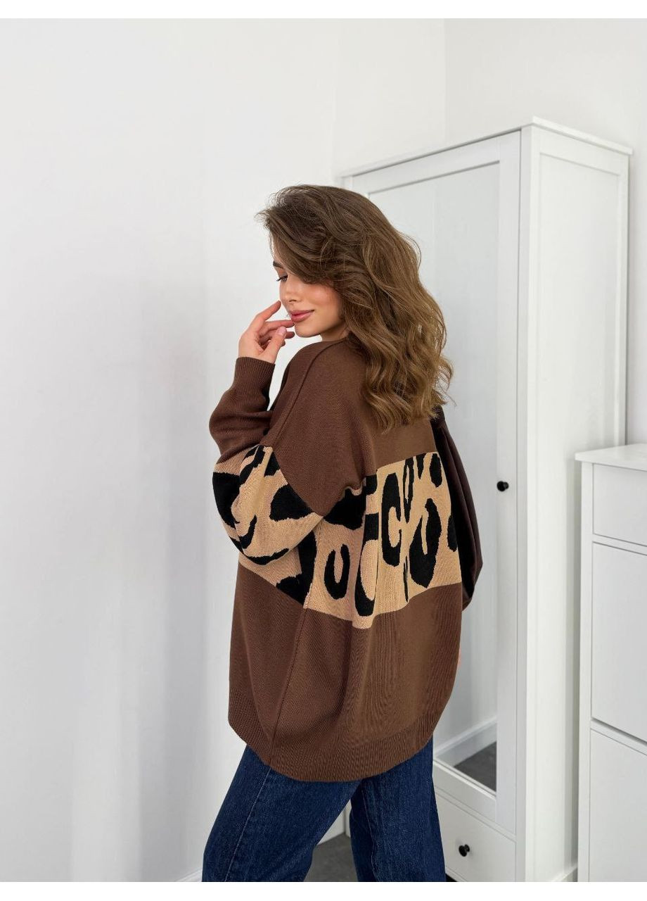 Коричневый демисезонный свитер оверсайз 50% акрил/50% котон, турция — замеры в описании. DK/DL Мода без кордонів