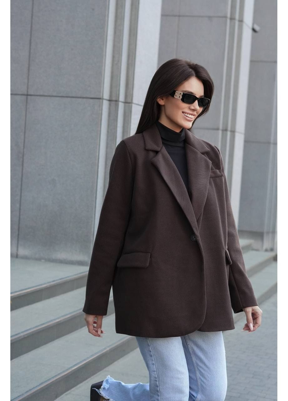 Темно-коричневе демісезонне Жіночий піджак-пальто однобортне Avanti