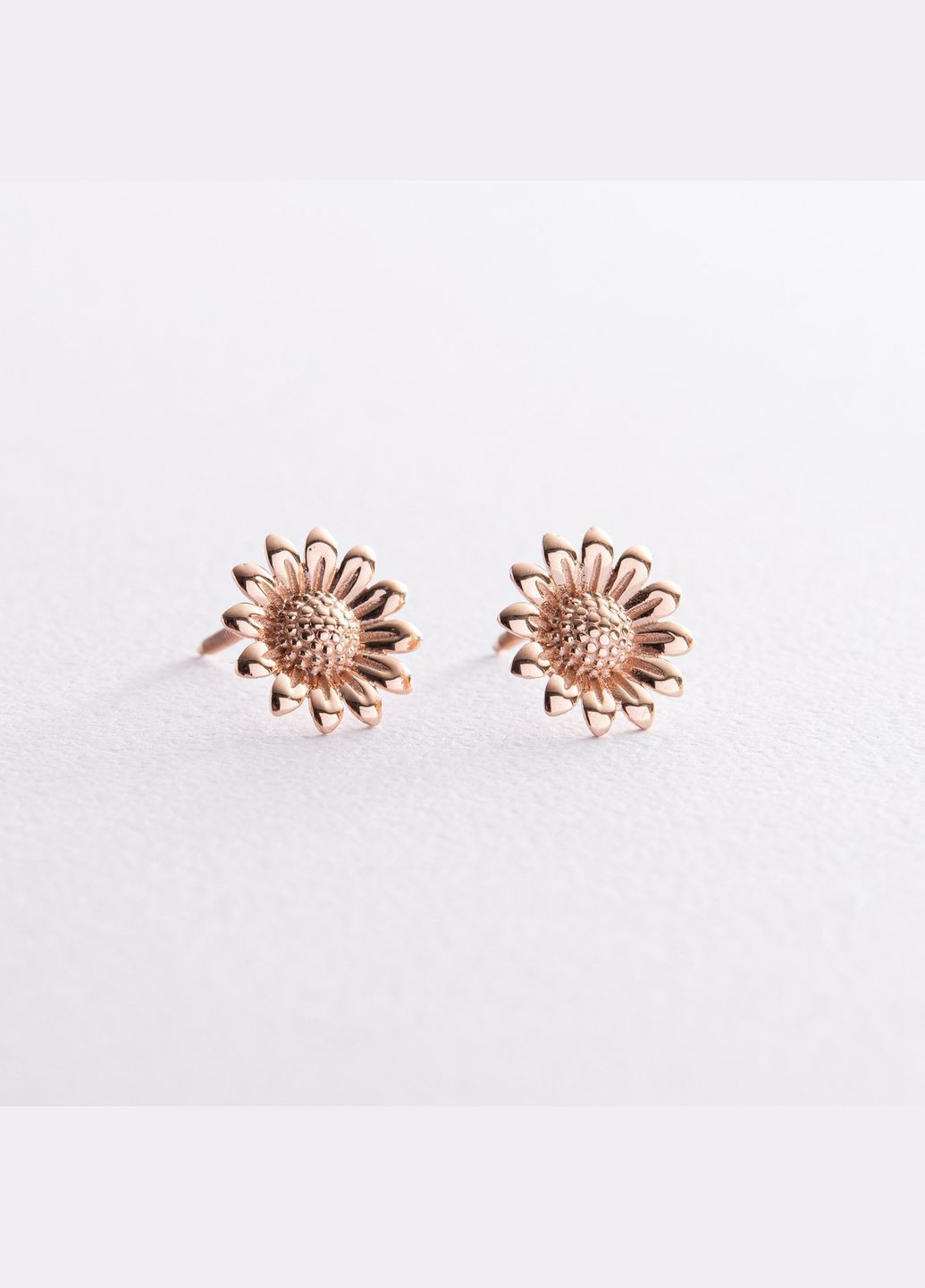 Сережки - пусети Соняшники у червоному золоті с08274 Oniks (264024257)