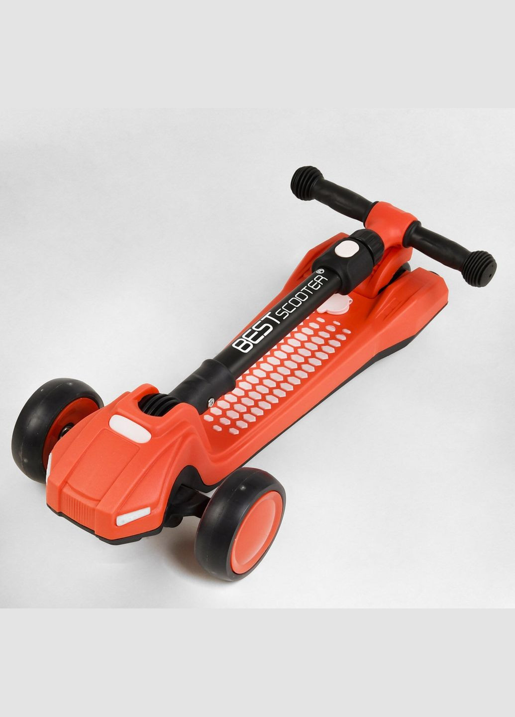 Детский самокат LT-12857. Парогенератор, звук машины, свет, музыка, 3 PU колеса. Оранжевый Best Scooter (293818659)