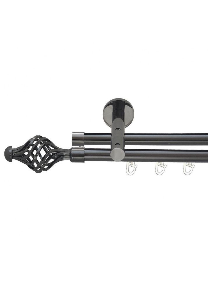 Карниз Арезо металлический двухрядный реверсивний профильная труба Оникс 19\19 мм 200 см (6679289) ORVIT (300800302)