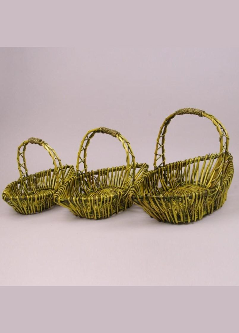 Комплект зелених кошиків з лози 3 шт. 38952 Flora (320664043)
