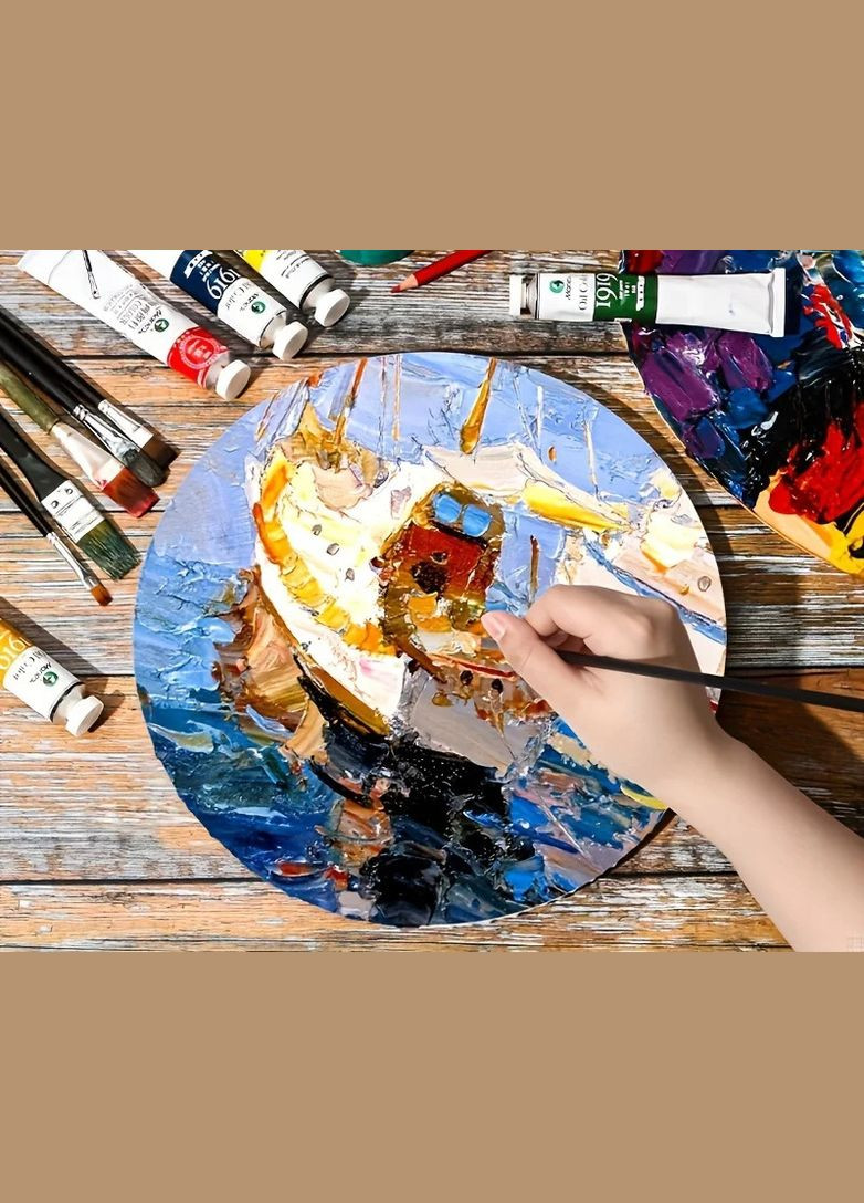 Полотно на підрамнику кругле Ø 40 см, бавовна, середнє зерно, білий грунт Art Rangers (337990502)