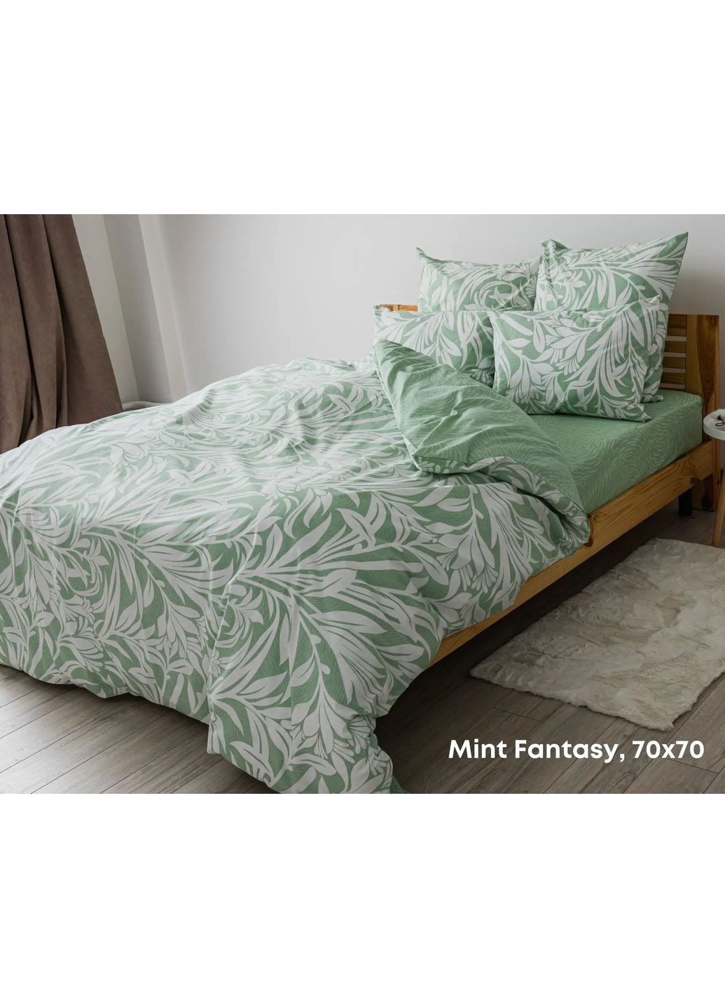 Євро комплект постільної білизни Бязь з наволочками 70*70 см, 115 гр/м2 Mint Fantasy М'ятний (19780200215) ТЕП (366091890)