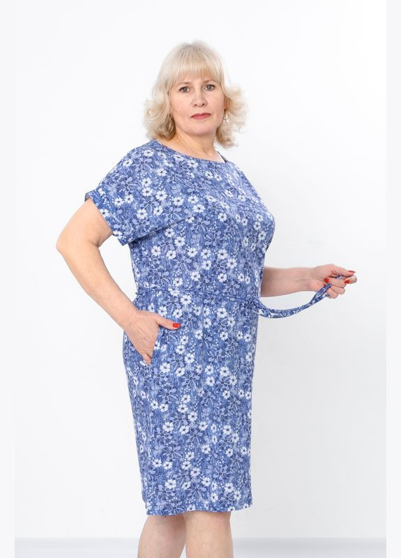 Серо-голубое кэжуал платье женское Носи своє с цветочным принтом