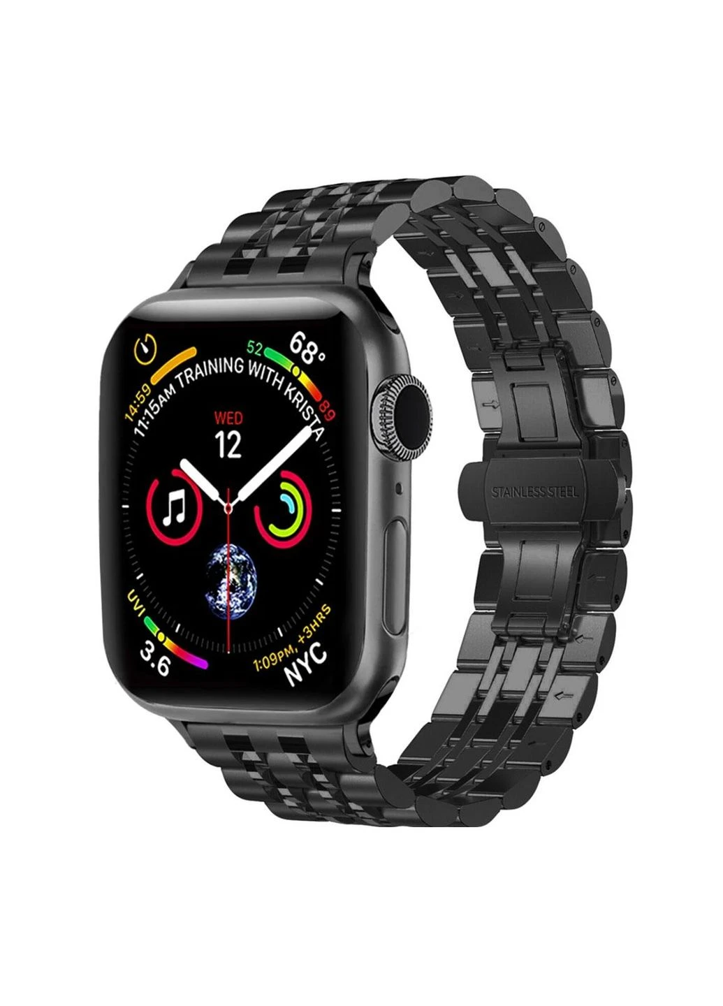 Металлический ремешок Steel Link для часов Apple Watch 38mm/40mm/41mm/Series 10/11-42mm - Black Primolux (397869384)