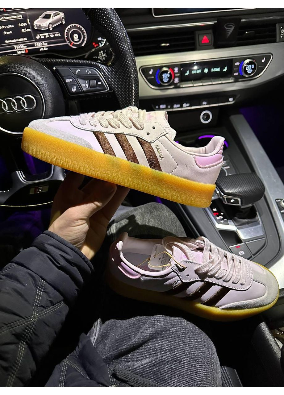 Розовые демисезонные кроссовки мужские adidas samba platform clear pink адидас самба No Brand