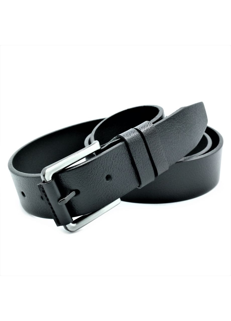 Шкіряний чоловічий ремінь чорний класична пряжка для чоловіків ширина 3,8 см ProDobro (364672248)