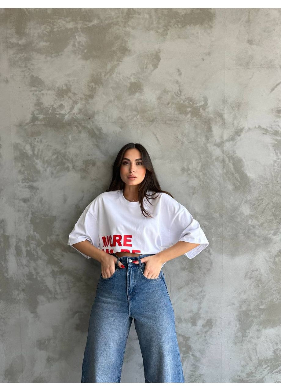 Стильная женская футболка oversize с ярким принтом Україна - (358644287)