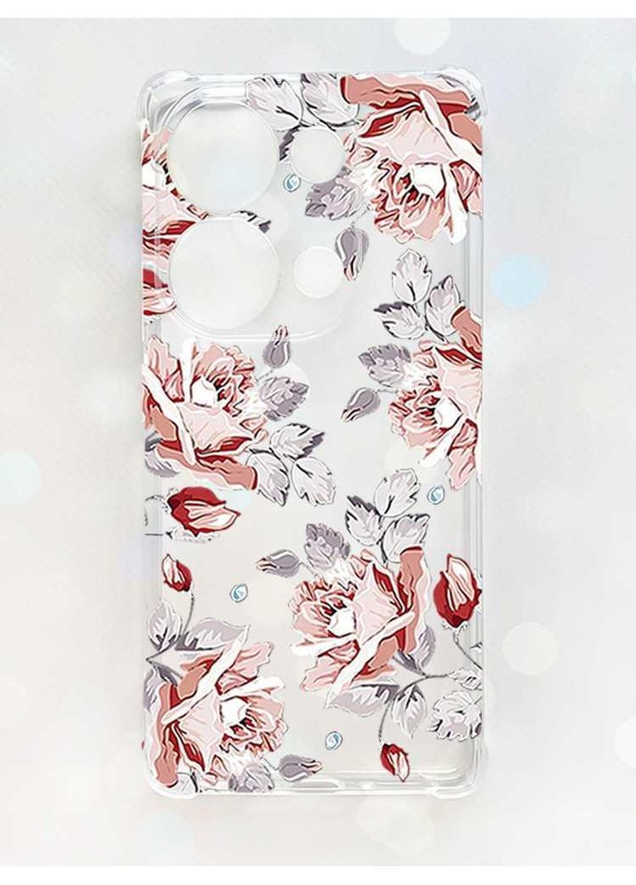 Чохол з потовщеними кутами на Xiaomi Redmi Note 13 Pro 4G:: Фон Троянди (принт 273) CASE CONTROL (360697575)