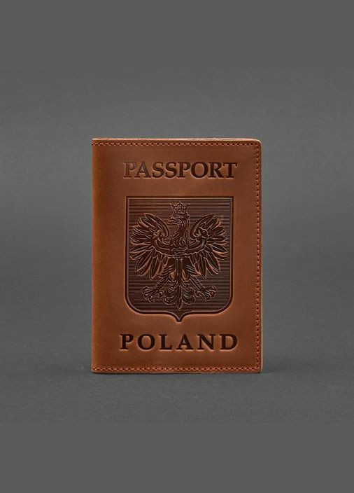 Кожаная обложка для паспорта с польским гербом светло-коричневая Crazy Horse (A-027242) BlankNote (329186854)