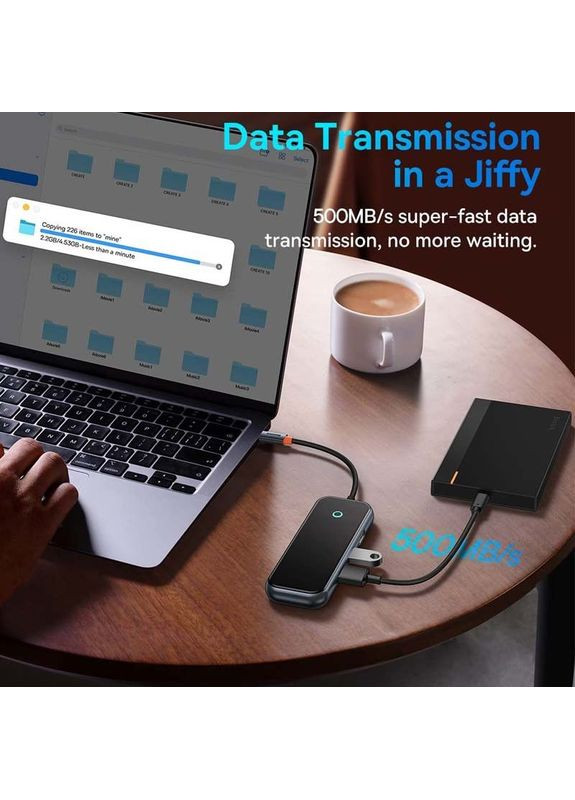 USB Хаб Hub AcmeJoy (7 портів) Type C (HDMI*1+USB3.0*2+USB2.0*1+Type C PD & Data*1+SD/TF) (WKJZ) Baseus (369645705)