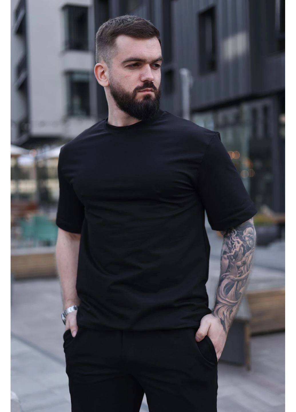 Черная мужская футболка oversize breeze / бриз оверсайз базовая из двунитки с коротким рукавом No Brand
