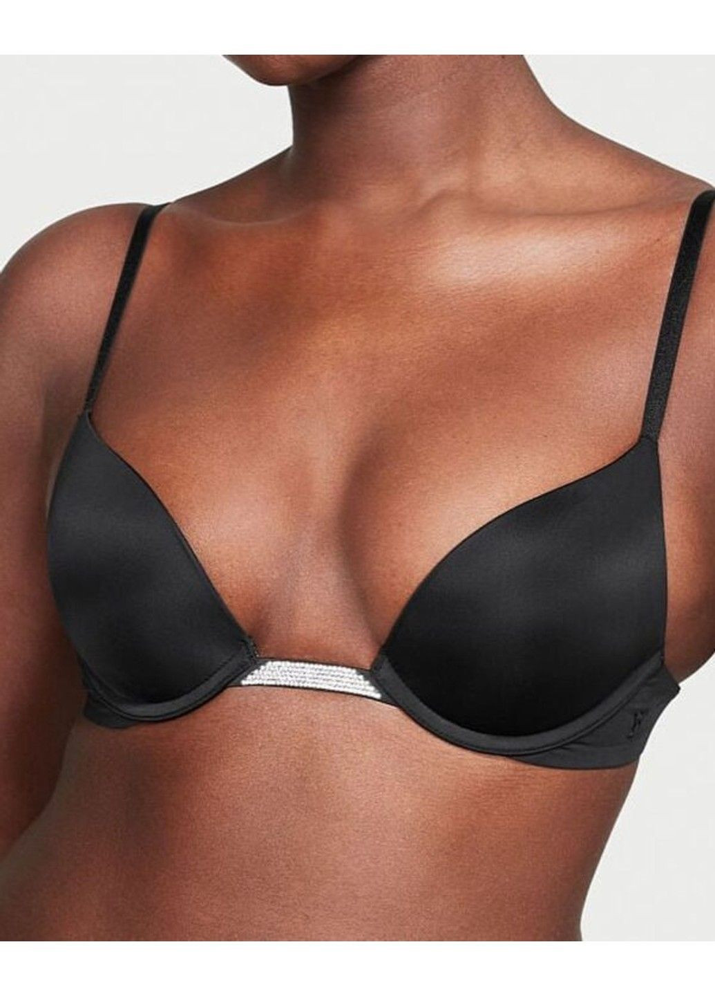 Чорний бюстгальтер bare plunge convertible shine bra set black Victoria's Secret