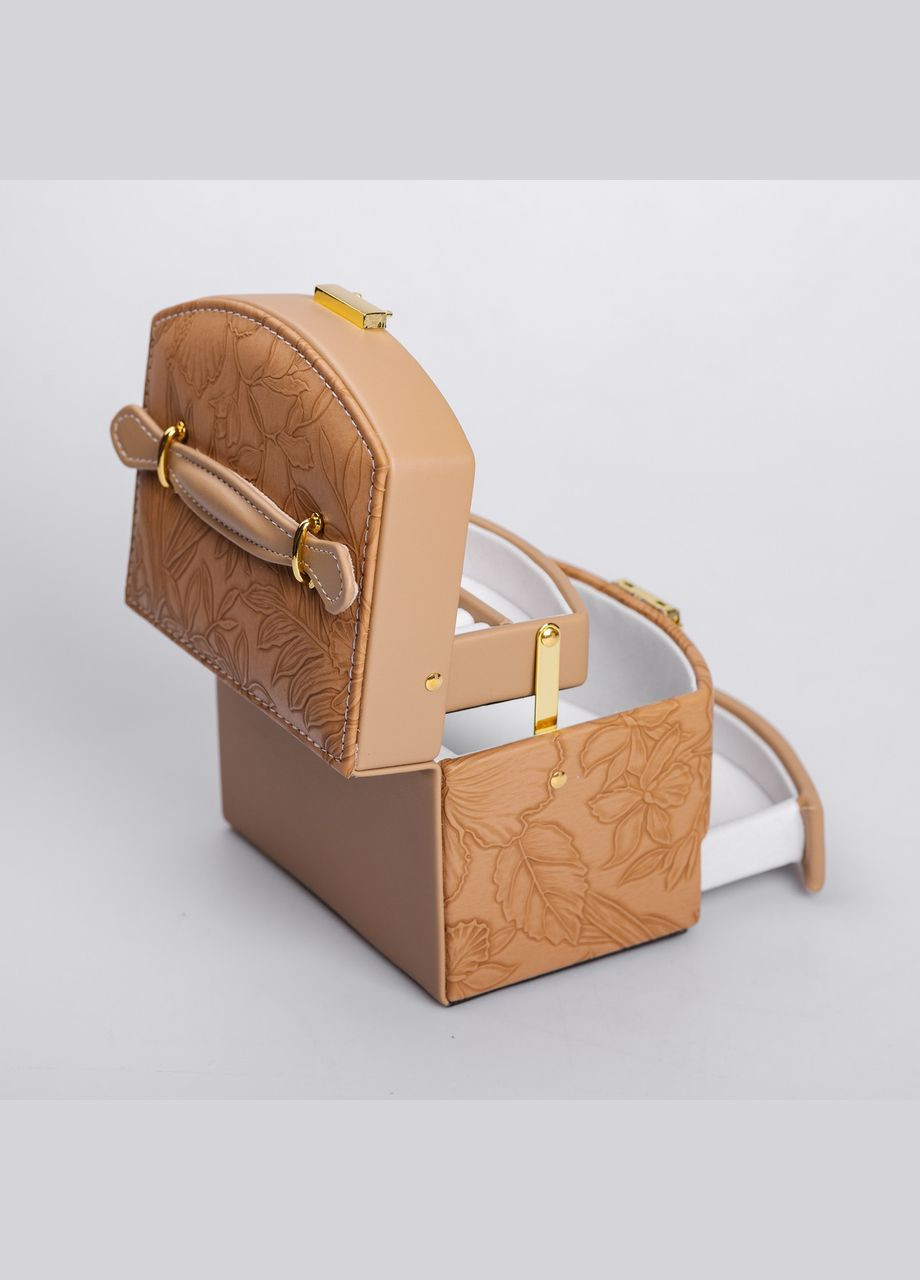 Скринька для прикрас з еко шкіри 3 яруси із замком органайзер для ювелірних виробів HP-5-23BR Yiwu (325922714)