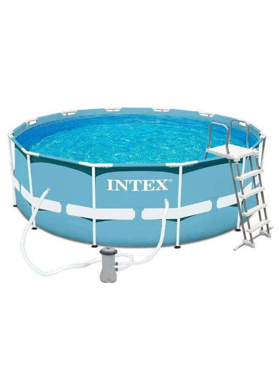Круглый каркасный бассейн 26718 с лестницей и насосом-фильтром, 366x122см 10685л Intex (280862048)