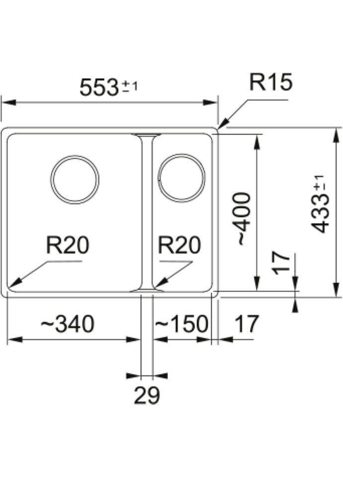 Мойка кухонная Maris, фрагранит, прямоугольник, без крыла, 553х433х200мм, чаша – 1.5, под столешницу, MRG 160, оникс FRANKE (330028519)