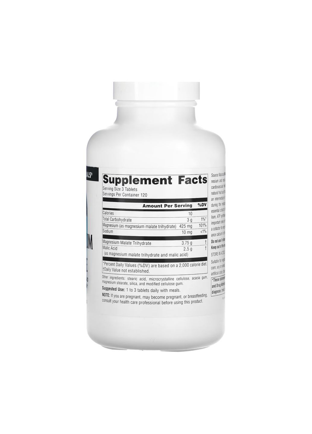 Магній малат 1250 мг 360 таблеток для енергії та здоров'я м'язів Source Naturals (367956519)