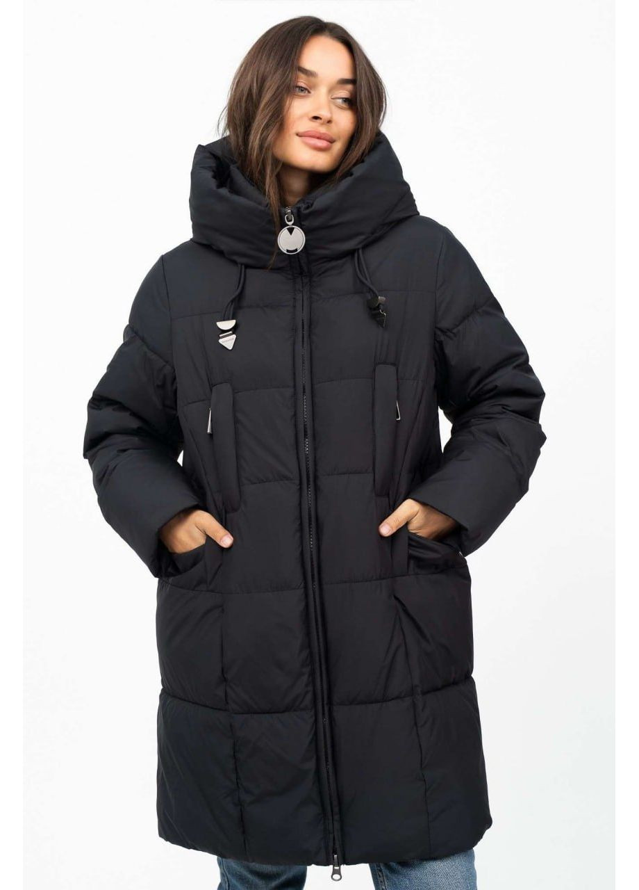 Темно-синий зимний Пуховик аляска Lora Duvetti