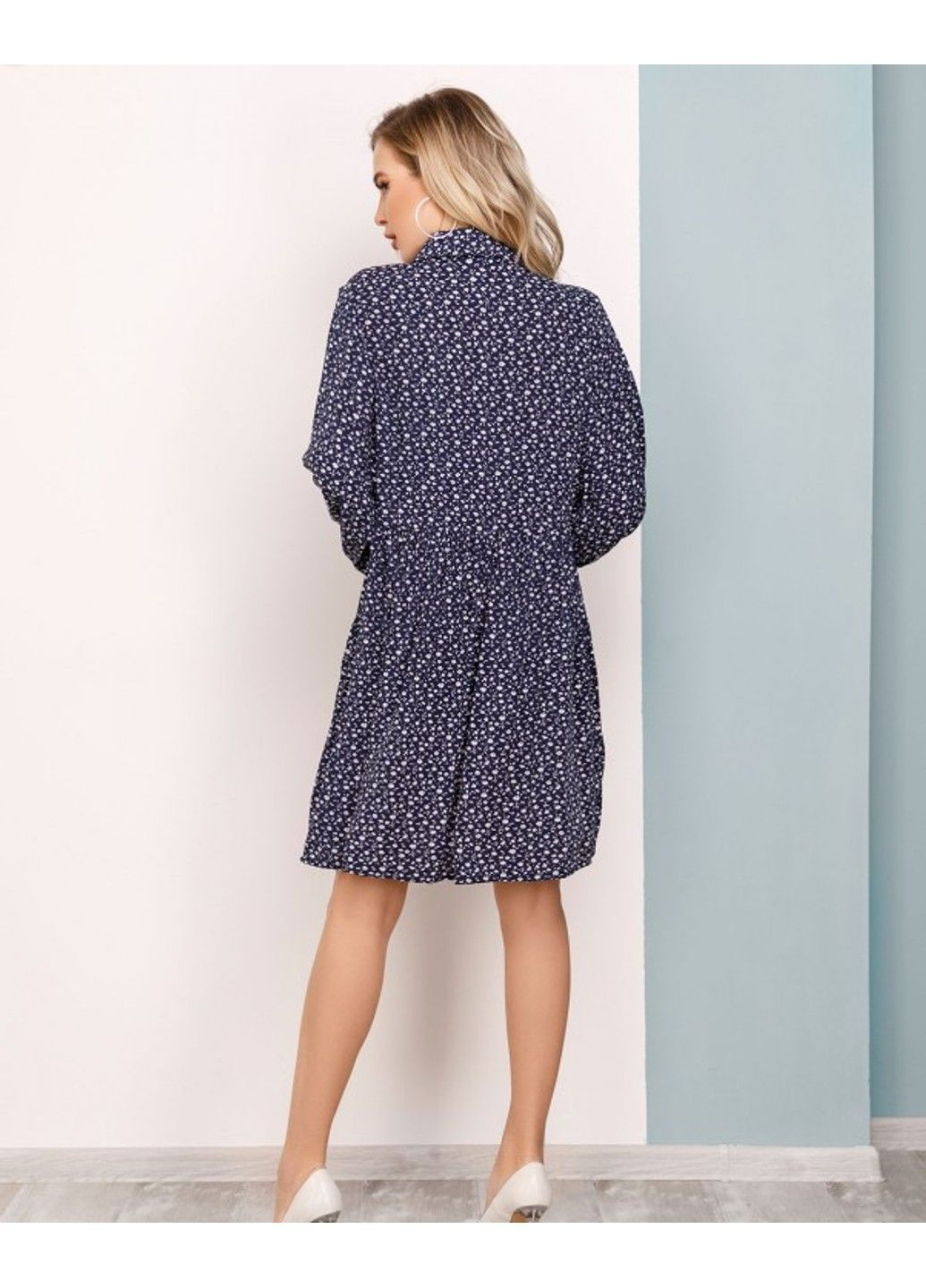 Синее повседневный платье sa-150 s темно-синий ISSA PLUS