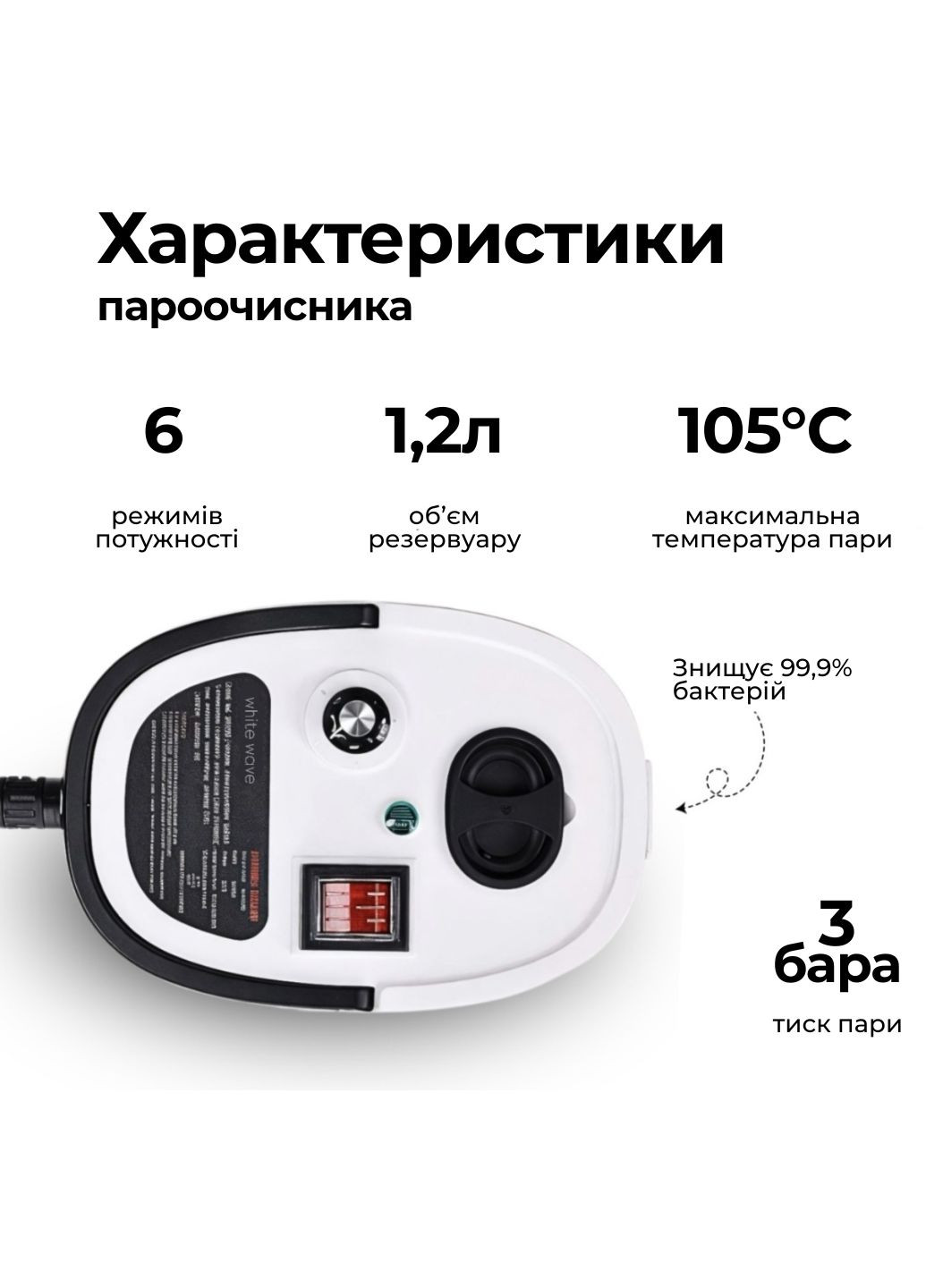 Пароочиститель для уборки дома портативный 19 насадок 2500 Вт 1,2л No Brand (337363855)