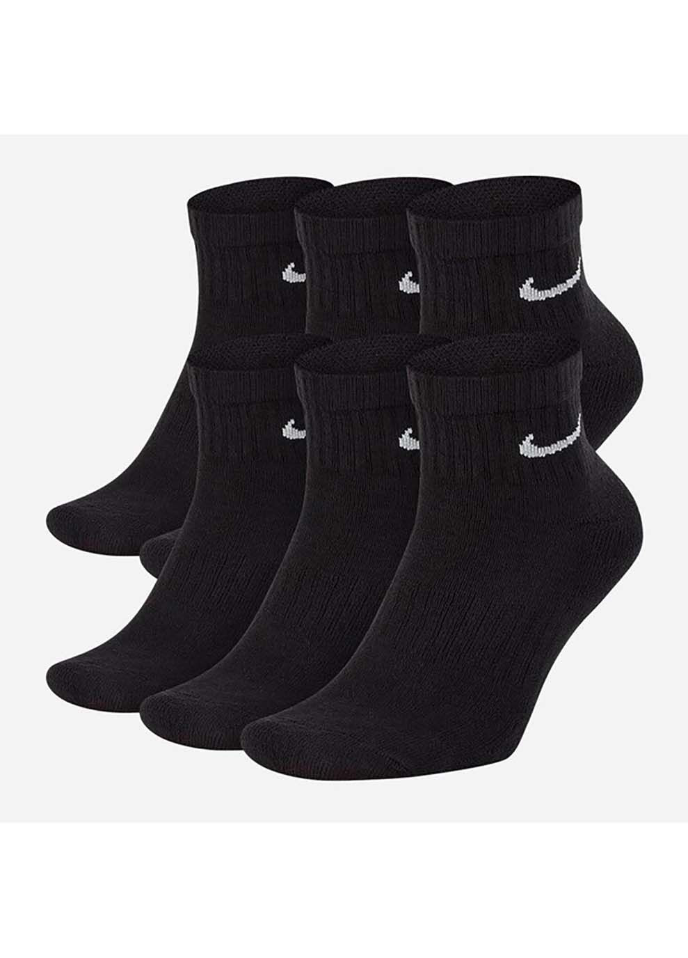 Чорні шкарпетки u nk everyday cush ankle 6pr-bd чорний Nike однотонні (268983152)