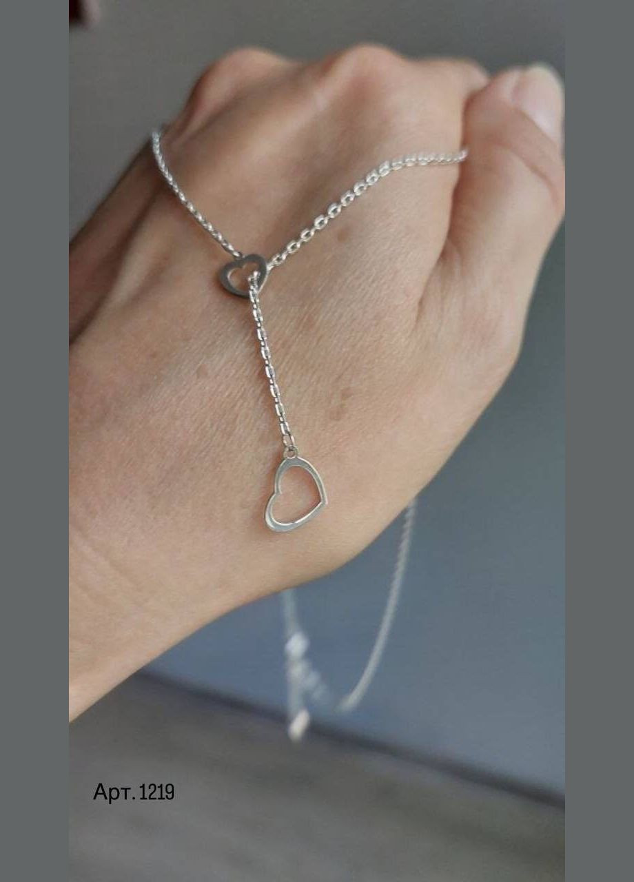 Кольє срібне 925 проба Краватка сердечка довжина регулюється No Brand (338861909)