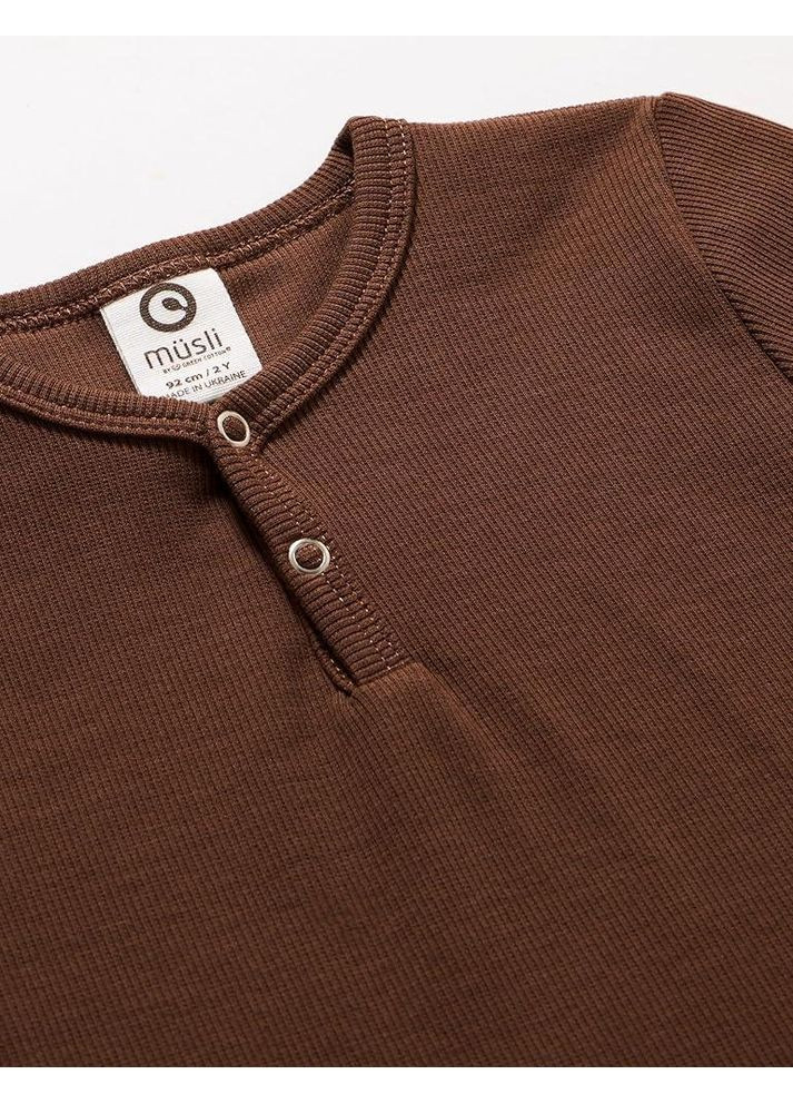 Коричневый демисезонный повседневный лонгслив Green Cotton однотонный