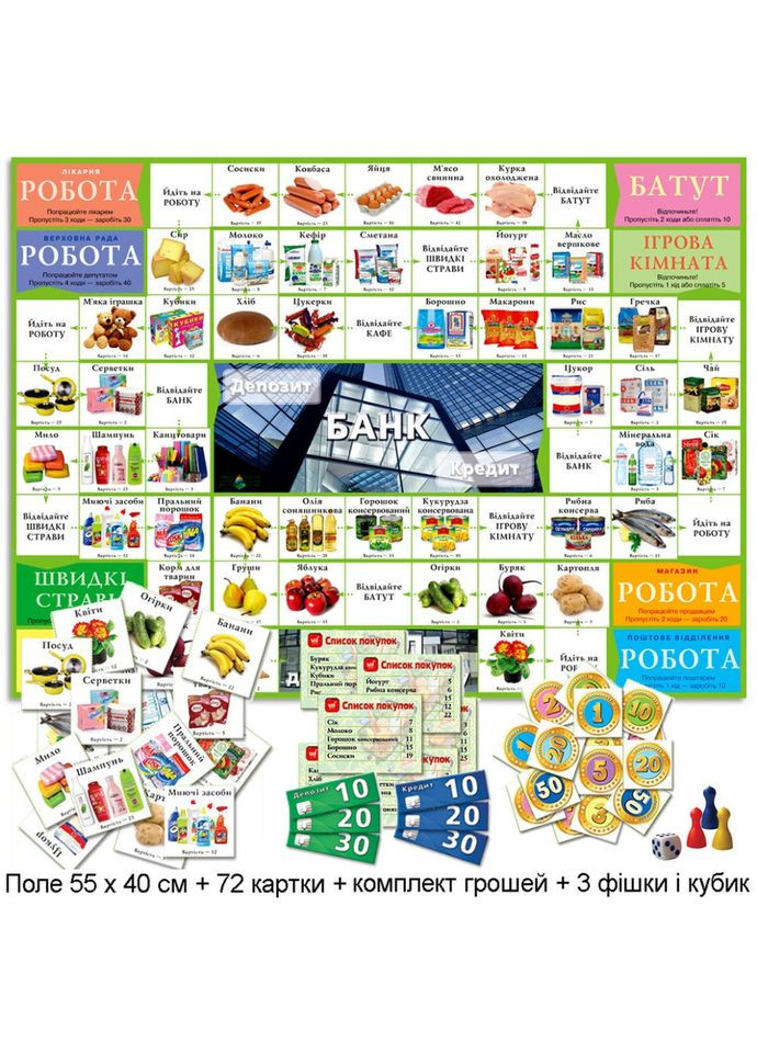 Игра "Супермаркет" 82289 - экономичное игровое поле 560х410 мм ЕНЕРГІЯ ПЛЮС (363265632)
