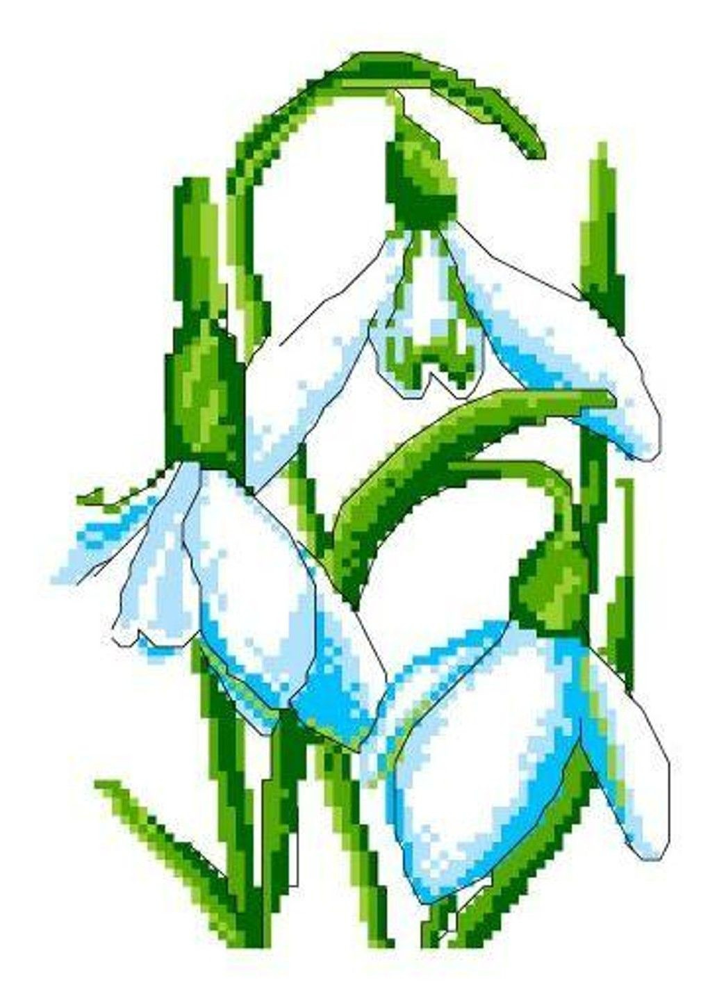 Набір для вишивання нитками хрестом "Пролісок білий" нитки муліне канва голка канва з малюнком No Brand (333165563)