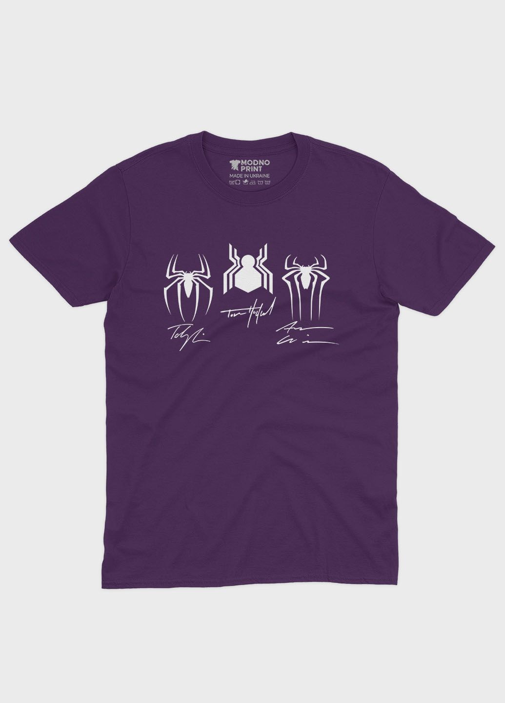 Фиолетовая демисезонная футболка для мальчика с принтом супергероя - человек-паук (ts001-1-dby-006-014-098-b) Modno